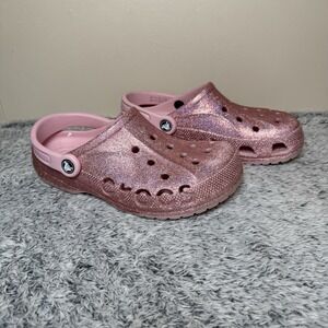 Pink Sparkle Crocs Classic Clog Style Shoes Men's 5 Women's 7
